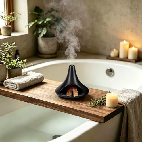 Ceramic Palo Santo Holder Matte Black, Chiminea Shape Mini Smudge Bowl Burner with Ash Catcher for Incense Cones & Candles, Palo Santo Sticks, for Meditation, Yoga, Cleansing Ceremony, Handmade - Image 6