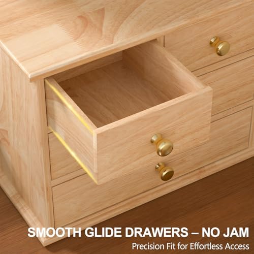 Oak Desk Organizer with Drawers, Durable Wooden Desktop Storage Box - Image 6