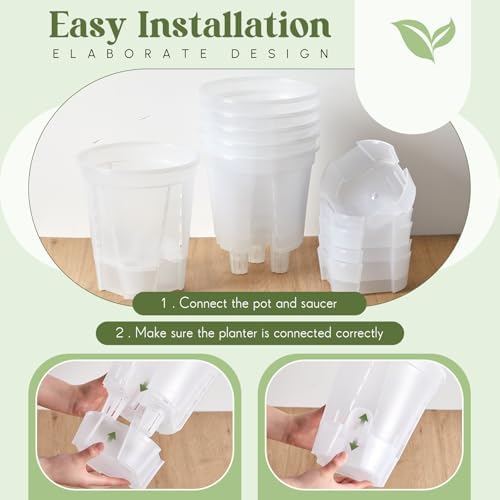 Wonderjune Self Watering Planter, 8.27'', Clear, 6 Pcs - Image 6