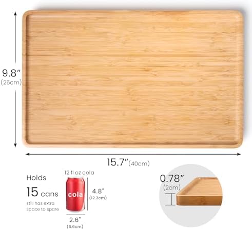 VERTORGAN Bamboo Serving Tray,15.8x9.8 Inch Trays,Home Decor(Natural) - Image 6