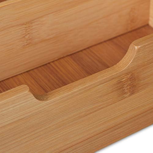 Relaxdays Desk Organiser, 3, Office Utensils, Bamboo Shelf, Drawer Box, HBT 26 x 30 x 31 cm, Natural, 1 Item - Image 7