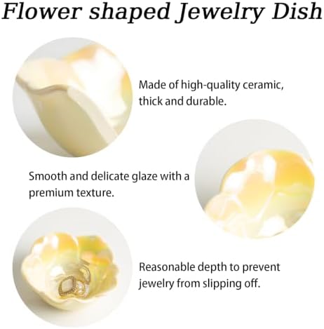 Mecaikru Ceramic Jewelry Dish, 3.5 in Flower Ring Tray, Iridescent Finish - Image 7