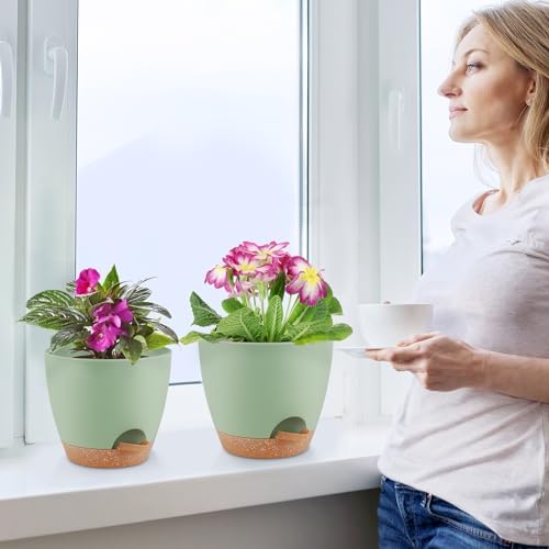 QRRICA 8/7/6.5/6/5.5/5 Inch Self Watering Pots for Indoor/Outdoor Plants - Image 6