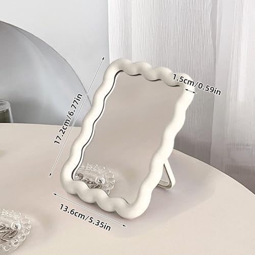 Wave Table Desk Vanity Makeup Mirror Small Make Up Office Mirror White - Image 6