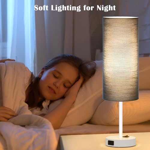 ZJOJO 18" Bedside Lamp for Bedroom Set of 2 Dimmable Table Lamp, AC Outlet - Image 7