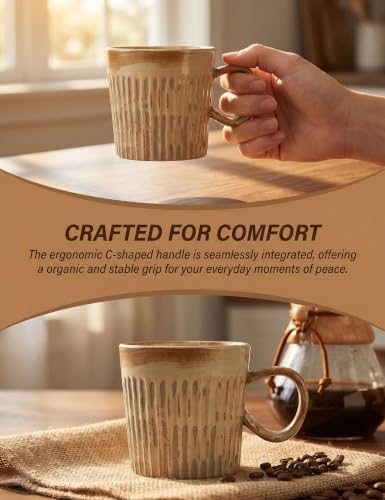 14oz Stoneware Coffee Mug, Chunky Handle Ceramic Cup for Home Office - Image 6