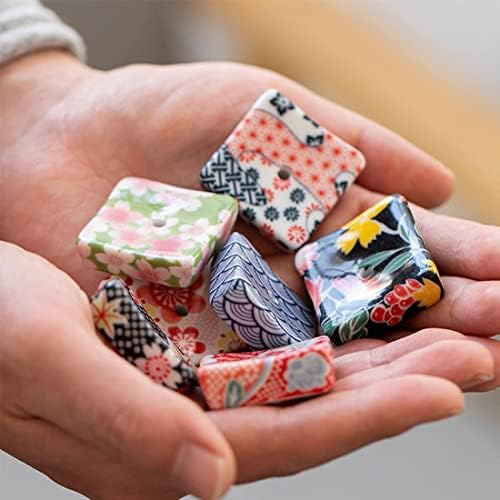 Set of 6, Small Japanese Ceramic Handmade Cute Cherry Blossom Incense Stick Holder or Incense Burner Holder, Unique Ash Catcher Inscent Tray and Decorative Gift, Home Decor 1.34 inch - Image 7