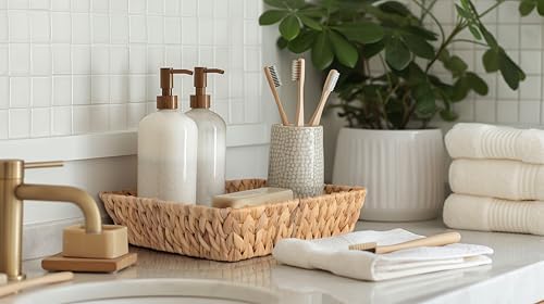 Small Wicker Basket Tray 2 Pack, Small Rattan Basket Set for Gifts,Entryway Console,Tabletop,Office | Woven Wicker Decorative Desk Baskets for Organizing - Image 7