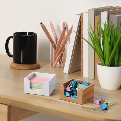Bivvclaz Wood Sticky Note Holder, 3 x 3 Inch Post It Note Dispenser for Office Desk Accessories, Self Stick Note Pad Holder, Memo Pad Holder Dispenser Organizer for School Office Desk Supplies, White - Image 7