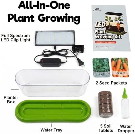 Kids Gardening Kit with LED Grow Light & Root Viewer - Kids Plant Growing Kit - Indoor Mini Garden Set - Vegetable & Herb Garden - Nature Craft for Kids - STEM Science Experiment - Grow Your Own Plant - Image 6