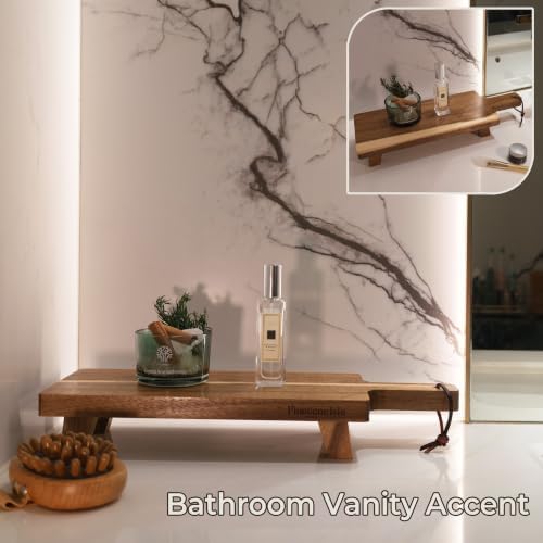 Acacia Wood Decorative Tray, Minimalist Design, Raised Legs - Image 7