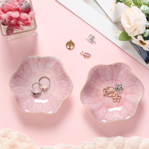Teenyyou 8 Pcs Ceramic Jewelry Dish Bulk Small Trinket Tray, Pink - Image 6