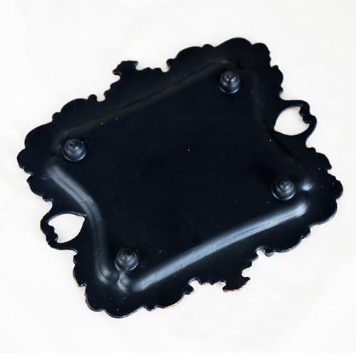 Funly mee 8 x 7 inches Antique Trinket Dish Vintage Jewelry Tray, Ring Holder (Black & Gold, M) - Image 7