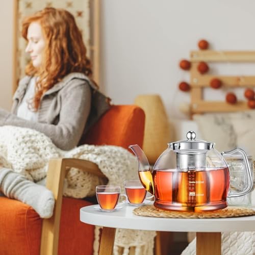 Tea Pot Set–1200ml Glass Teapot with 4 Glass Teacups - Image 7