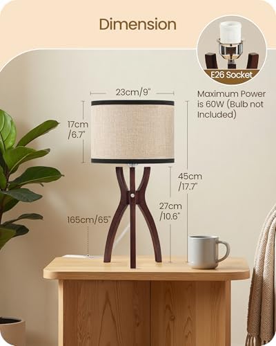 Bedside Lamps Set of 2, 17.7" Mid Century Table Lamps - Image 7