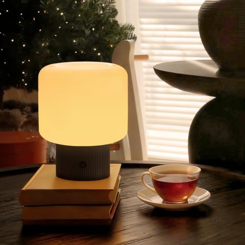 MAGCHARM Mushroom Lamp, 5W Cute Cordless Rechargeable Table Lamp with Glass Shade, 3 Color Temps LED Dimmable Ambient Lighting - Image 7