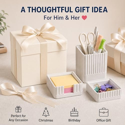 Aesthetic White Desk Organizer Set, Pen, Clip and Sticky Note Holder - Image 7