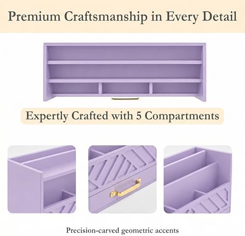 BLU MONACO | Wooden Mail Organizer Countertop with Drawer | Tabletop Organizer with Drawers for Desk | Mail Sorter Organizer Countertop Letter Paper Holder - Image 7