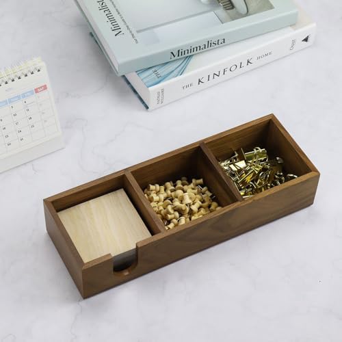 MultiBey 3 in1 Walnut Wooden Sticky Note Holder, 12" x 4.3" x 2.4" Self-Stick Note Pads Holder Memo Pad Dispenser, Wood Post it Note Dispenser Desk Organizer for Office Home School - Image 6