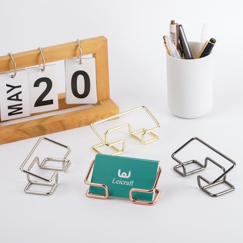 Business Card Holder for Desk, Cute Metal Card Organizers and Office Desk Accessories for Men and Women (Rose gold) - Image 7