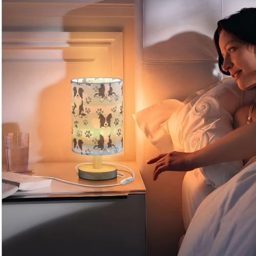 Fustylead Lovely Border Collie Dog and Paw Print Bedside Table Lamps with USB Port for Bedroom Lamp Accent Table Lamp Small Nightstand Lamp Linen Shade Decorative Lamps for Kids|Reading|Dome|Home - Image 7