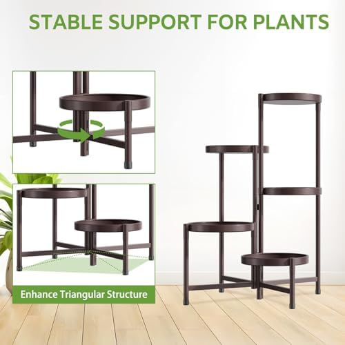 iDavosic.ly 5 Tier Large Plant Stand Indoor Outdoor, 10 Inch Tray, Bronze - Image 6