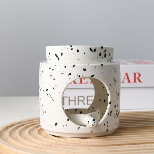 Ceramic Tealight Burner Oil Diffuser Duftlamp with Canlde Holder (Ink Splash) - Image 6