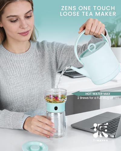 ZENS Modern Glass Infuser Teapot, One Touch Tea Release Loose Tea Maker - Image 6