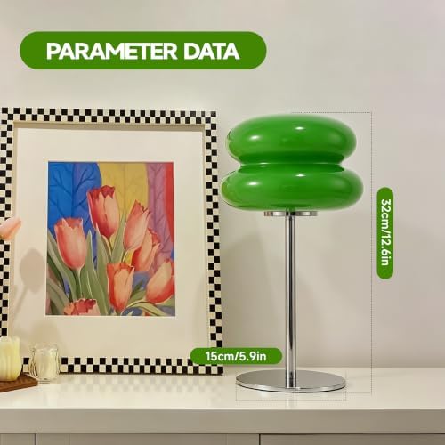 Mushroom Lamp for Bedroom,Mid Century Modern Lamp for Nightstand, Dimmable Retro Egg Tart Bedside Small Lamps,Unique Home Mushroom Decor Aesthetic Cute Table Lamps for Living Room (Green) - Image 7