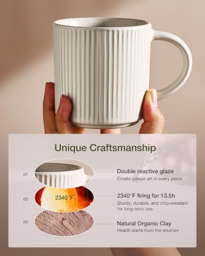 famiware Coffee Mug Set of 4, Star 12 oz Ceramic Mugs Cups Set with Handle - Image 6