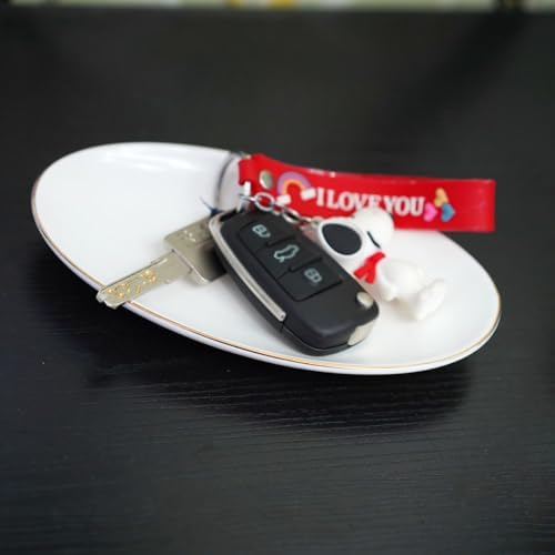 HANKOR Ceramic Key Bowl for Entryway Table, 7 x 4 Key Dish Tray Catch All Bowl, Small Decorative Bowl for Key Jewelry Ring, White - Image 5
