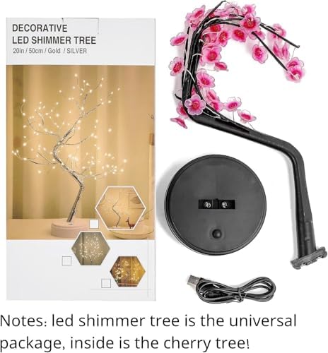 4 Pack Cherry Blossom Tree Lamp, 18inch 36 Led Bonsai Tree Lights, Battery/USB Operated Japanese Decor Night Lights for Teacher Appreciation Graduation Back to School Bedroom Home Gift, Warm White - Image 6