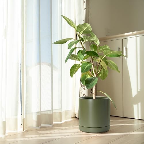 D'vine Dev 10 Inch Ceramic Planter Pot, Olive, 94-O-E-J - Image 6
