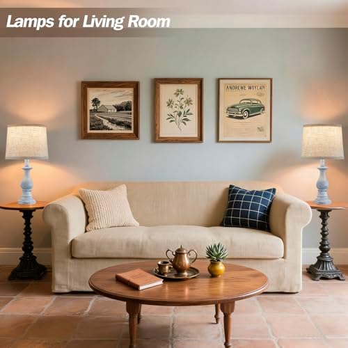 Table Lamps Set of 2, 18.5" Vintage Bedside Lamps for Bedroom Living Room - Image 7