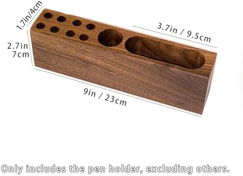 LiTY Pen Holder for Desk, Acacia Wooden Pencil Stand, Solid Wood Business Card Holder, Fountain Pen Organizer, Minimalist Aesthetic Office Stationery Desk Decor - Image 6