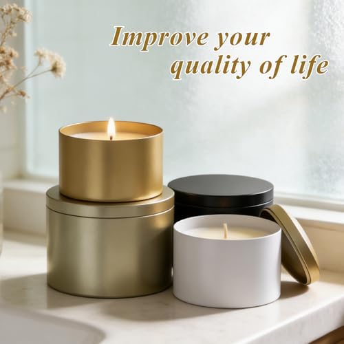 PCREGPAE 4OZ Gold Candle Tins Cans with Lids and Wicks for Making Candles - Image 7