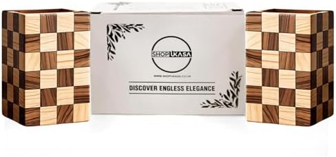 Wood Pen & Pencil Holder for Desk, 2 Pack – Brush Caddy (Mosaic Pattern) - Image 6