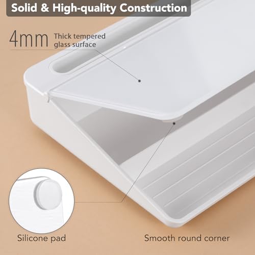 Varhomax Glass Desk Whiteboard with Wireless Charger, Desktop Dry Erase White Board with Storage, to Do List Memo Notepad for Home and Office - Image 7