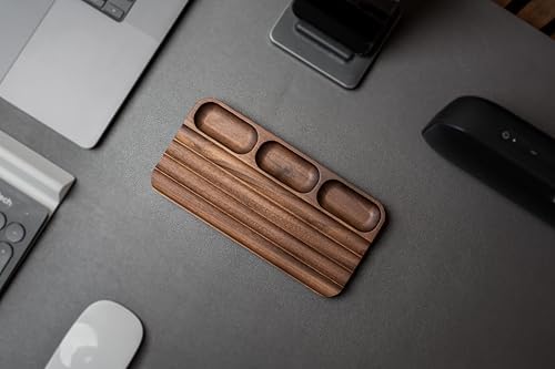 MUUJEE Wooden Desk Pen Pencil Organizer - 7.5 x 3.75 for Work Teacher Dad Wood Pencils Tray Work Minimalist Rustic, Gift for the Man who has it All - Image 5