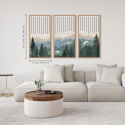 IARTTOP Large Mountain Wood Wall Art Framed Decor Set of 3, Modern Mountain Landscape Wall Art Nature Artwork Wall Decor for Bedroom, Living Room, Office-16 x32 - Image 6