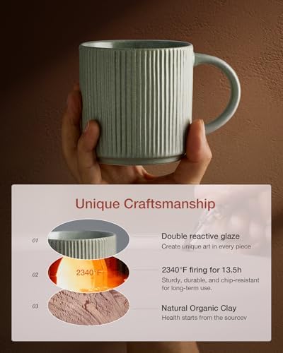 famiware Coffee Mug Set of 4, Star 12 oz Ceramic Mugs Cups Set with Handle - Image 6