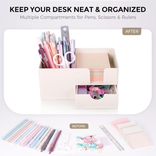 SKYDUE Small Desk Organizer with Sticky Notes Holder,Pen Holder for Desk - Image 6