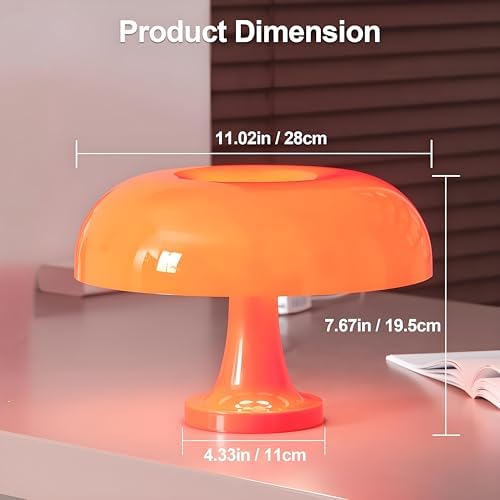 Orange Mushroom Lamp Dimmable Mushroom Table Lamp with 3 Lighting Modes Plug Donut 70s Retro Mid Century Lamp for Room Aesthetic Modern Lighting for Bedroom Living Room Home Decor & Gifts - Image 7