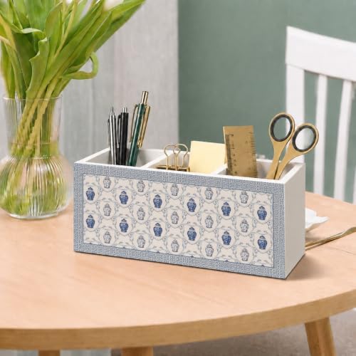 Blue and White Chinoiserie Pen Pencil Holder for Desk - Image 6