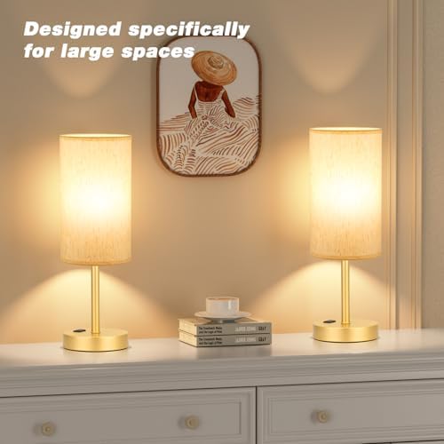 Fenmzee 17.4" Gold Lamp for Bedroom - Dimmable Touch, USB A+C, AC Outlet - Image 7