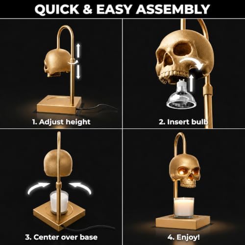 Nomnu Skull Candle Warmer Lamp with Timer and Dimmer, Golden Gothic Decor - Image 7