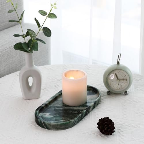 Koville Green Marble Tray for Bathroom Countertop, 10"x5" Natural Marble Vanity Tray Perfume Trays for Dresser, Stone Jewelry Dish Candle Holder for Home Decor, Stone Catchall Trays - Image 6