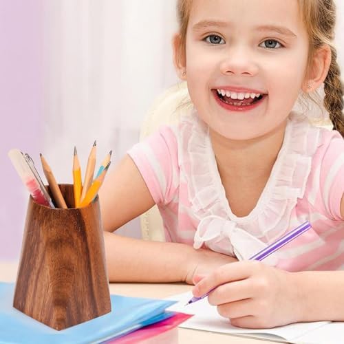 Acacia Wooden Pen Pencil Holder for Desk, Multi-purpose Pencil Cup for Office/School/Home, Pen Organizer Desk Accessories, Also Suitable for Makeup Brush Holder - Image 7