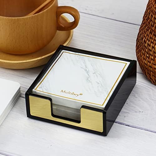 Acrylic Black and Gold Sticky Note Holder 3.7"¡Á3.7 Sticky Note Dispenser for Desk Cute Memo Notepad Holder for Office Supplies - Image 7