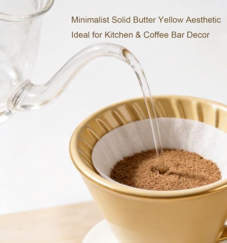 Ceramic Pour Over Coffee Maker, Non-Electric Pour Over Coffee Dripper, Manual Brew Maker, Ceramic Cone Coffee Filter Cup, Single Cups Porcelain Slow Brewing Accessories for Gifts, Yellow - Image 7